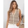 imageLILLUSORY Vest Tops for Women 2025 Fall Outfits Striped Sweaters Button Up Casual Shirts Blouses Jacket Fashion ClothesApricotcoffee
