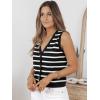 imageLILLUSORY Vest Tops for Women 2025 Fall Outfits Striped Sweaters Button Up Casual Shirts Blouses Jacket Fashion ClothesBlackwhite