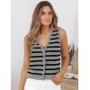 imageLILLUSORY Vest Tops for Women 2025 Fall Outfits Striped Sweaters Button Up Casual Shirts Blouses Jacket Fashion ClothesGreyblack