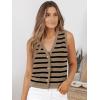 imageLILLUSORY Vest Tops for Women 2025 Fall Outfits Striped Sweaters Button Up Casual Shirts Blouses Jacket Fashion ClothesKhakiblack