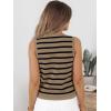 imageLILLUSORY Vest Tops for Women 2025 Fall Outfits Striped Sweaters Button Up Casual Shirts Blouses Jacket Fashion ClothesKhakiblack