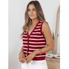 imageLILLUSORY Vest Tops for Women 2025 Fall Outfits Striped Sweaters Button Up Casual Shirts Blouses Jacket Fashion ClothesRedwhite