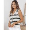 imageLILLUSORY Vest Tops for Women 2025 Fall Outfits Striped Sweaters Button Up Casual Shirts Blouses Jacket Fashion ClothesWhiteblack