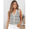 imageLILLUSORY Vest Tops for Women 2025 Fall Outfits Striped Sweaters Button Up Casual Shirts Blouses Jacket Fashion ClothesWhiteblack