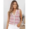 imageLILLUSORY Vest Tops for Women 2025 Fall Outfits Striped Sweaters Button Up Casual Shirts Blouses Jacket Fashion ClothesWhitered