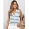 imageLILLUSORY Vest Tops for Women 2025 Fall Outfits Striped Sweaters Button Up Casual Shirts Blouses Jacket Fashion ClothesWhitesky