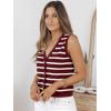imageLILLUSORY Vest Tops for Women 2025 Fall Outfits Striped Sweaters Button Up Casual Shirts Blouses Jacket Fashion ClothesWinewhite