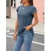 imageLILLUSORY Womens Casual Summer Tops Cap Sleeve Spring T Shirts Business Dressy Basic Tee Trendy Fashion Clothes 2025Blue
