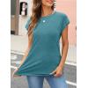 imageLILLUSORY Womens Casual Summer Tops Cap Sleeve Spring T Shirts Business Dressy Basic Tee Trendy Fashion Clothes 2025Bluegreen