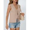 imageLILLUSORY Womens Crochet Tops Ladies Summer Vacation Outfits Beach Fashion Tank Y2K 2025 Cute Clothes Tie Front Sweater VestBeige