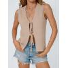 imageLILLUSORY Womens Crochet Tops Ladies Summer Vacation Outfits Beach Fashion Tank Y2K 2025 Cute Clothes Tie Front Sweater VestBeige