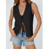 imageLILLUSORY Womens Crochet Tops Ladies Summer Vacation Outfits Beach Fashion Tank Y2K 2025 Cute Clothes Tie Front Sweater VestBlack