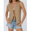 imageLILLUSORY Womens Crochet Tops Ladies Summer Vacation Outfits Beach Fashion Tank Y2K 2025 Cute Clothes Tie Front Sweater VestCoffeegrey