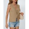 imageLILLUSORY Womens Crochet Tops Ladies Summer Vacation Outfits Beach Fashion Tank Y2K 2025 Cute Clothes Tie Front Sweater VestCoffeegrey