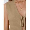 imageLILLUSORY Womens Crochet Tops Ladies Summer Vacation Outfits Beach Fashion Tank Y2K 2025 Cute Clothes Tie Front Sweater VestCoffeegrey