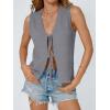 imageLILLUSORY Womens Crochet Tops Ladies Summer Vacation Outfits Beach Fashion Tank Y2K 2025 Cute Clothes Tie Front Sweater VestGrey
