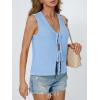 imageLILLUSORY Womens Crochet Tops Ladies Summer Vacation Outfits Beach Fashion Tank Y2K 2025 Cute Clothes Tie Front Sweater VestLightblue