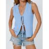 imageLILLUSORY Womens Crochet Tops Ladies Summer Vacation Outfits Beach Fashion Tank Y2K 2025 Cute Clothes Tie Front Sweater VestLightblue