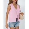 imageLILLUSORY Womens Crochet Tops Ladies Summer Vacation Outfits Beach Fashion Tank Y2K 2025 Cute Clothes Tie Front Sweater VestPink
