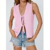 imageLILLUSORY Womens Crochet Tops Ladies Summer Vacation Outfits Beach Fashion Tank Y2K 2025 Cute Clothes Tie Front Sweater VestPink