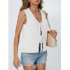 imageLILLUSORY Womens Crochet Tops Ladies Summer Vacation Outfits Beach Fashion Tank Y2K 2025 Cute Clothes Tie Front Sweater VestWhite