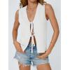 imageLILLUSORY Womens Crochet Tops Ladies Summer Vacation Outfits Beach Fashion Tank Y2K 2025 Cute Clothes Tie Front Sweater VestWhite