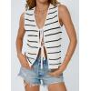 imageLILLUSORY Womens Crochet Tops Ladies Summer Vacation Outfits Beach Fashion Tank Y2K 2025 Cute Clothes Tie Front Sweater VestWhiteblack