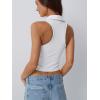 imageLILLUSORY Womens Crop Sleeveless Tank Tops Summer 2025 V Neck Racerback Cropped Workout Going Out Collared Slim Fitted Polo Shirts Casual Solid White M