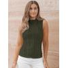 imageLILLUSORY Womens Mock Neck Business Casual Tank Tops Sleeveless Ruched Work Blouse Fitted 2025 Trendy ShirtsArmy Green