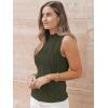 imageLILLUSORY Womens Mock Neck Business Casual Tank Tops Sleeveless Ruched Work Blouse Fitted 2025 Trendy ShirtsArmy Green