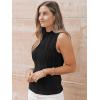 imageLILLUSORY Womens Mock Neck Business Casual Tank Tops Sleeveless Ruched Work Blouse Fitted 2025 Trendy ShirtsBlack