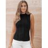 imageLILLUSORY Womens Mock Neck Business Casual Tank Tops Sleeveless Ruched Work Blouse Fitted 2025 Trendy ShirtsBlack