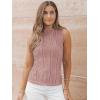 imageLILLUSORY Womens Mock Neck Business Casual Tank Tops Sleeveless Ruched Work Blouse Fitted 2025 Trendy ShirtsDusty Pink