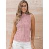 imageLILLUSORY Womens Mock Neck Business Casual Tank Tops Sleeveless Ruched Work Blouse Fitted 2025 Trendy ShirtsLight Pink