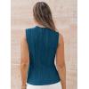 imageLILLUSORY Womens Mock Neck Business Casual Tank Tops Sleeveless Ruched Work Blouse Fitted 2025 Trendy ShirtsPeacockblue