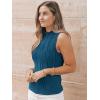 imageLILLUSORY Womens Mock Neck Business Casual Tank Tops Sleeveless Ruched Work Blouse Fitted 2025 Trendy ShirtsPeacockblue