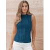 imageLILLUSORY Womens Mock Neck Business Casual Tank Tops Sleeveless Ruched Work Blouse Fitted 2025 Trendy ShirtsPeacockblue