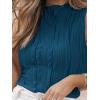 imageLILLUSORY Womens Mock Neck Business Casual Tank Tops Sleeveless Ruched Work Blouse Fitted 2025 Trendy ShirtsPeacockblue