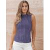 imageLILLUSORY Womens Mock Neck Business Casual Tank Tops Sleeveless Ruched Work Blouse Fitted 2025 Trendy ShirtsPurple