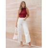 imageLILLUSORY Womens Mock Neck Business Casual Tank Tops Sleeveless Ruched Work Blouse Fitted 2025 Trendy ShirtsRed