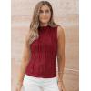 imageLILLUSORY Womens Mock Neck Business Casual Tank Tops Sleeveless Ruched Work Blouse Fitted 2025 Trendy ShirtsRed