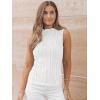 imageLILLUSORY Womens Mock Neck Business Casual Tank Tops Sleeveless Ruched Work Blouse Fitted 2025 Trendy ShirtsWhite
