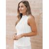 imageLILLUSORY Womens Mock Neck Business Casual Tank Tops Sleeveless Ruched Work Blouse Fitted 2025 Trendy ShirtsWhite