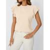 imageLILLUSORY Womens Ruffled Short Sleeve Sweater Round Neck Knitted Soft Lightweight Pullovers TopsApricot