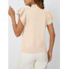 imageLILLUSORY Womens Ruffled Short Sleeve Sweater Round Neck Knitted Soft Lightweight Pullovers TopsApricot