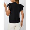 imageLILLUSORY Womens Ruffled Short Sleeve Sweater Round Neck Knitted Soft Lightweight Pullovers TopsBlack