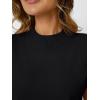 imageLILLUSORY Womens Ruffled Short Sleeve Sweater Round Neck Knitted Soft Lightweight Pullovers TopsBlack