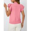 imageLILLUSORY Womens Ruffled Short Sleeve Sweater Round Neck Knitted Soft Lightweight Pullovers TopsPink