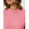 imageLILLUSORY Womens Ruffled Short Sleeve Sweater Round Neck Knitted Soft Lightweight Pullovers TopsPink