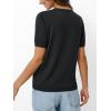 imageLILLUSORY Womens Short Sleeve Sweaters V Neck Tops Business Casual Lightweight Knit Comfy Blouses Summer Fashion Outfits 2025Black